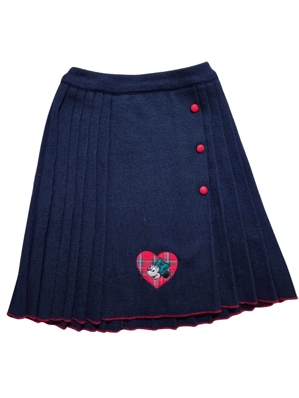 Vintage Disney Wool Blend Skirt Girls M 6/8 Pleated Minnie Mouse Preppy Blue Red